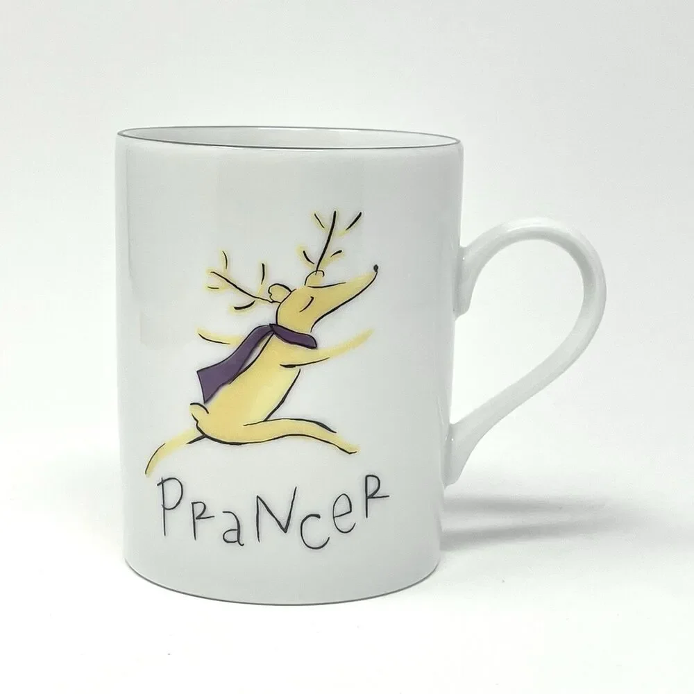 Pottery Barn Reindeer Prancer Christmas Coffee Cocoa Cup Mug 4” Replacement